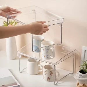 1/2pcs Transparent Double Layer Acrylic Organizer Office Desktop Cosmetic Miscellaneous Items Storage Rack Jewelry Display Stand