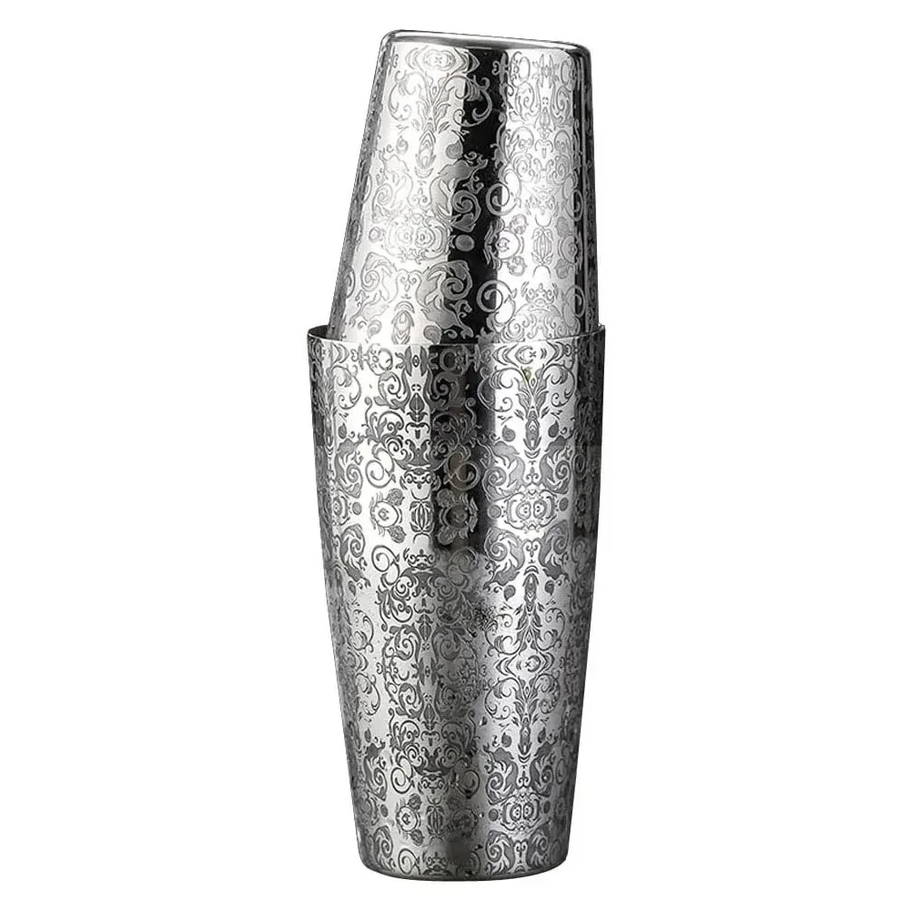 Stainless Steel Boston Shaker Tin with Etched Pattern Cocktail Shaker Martini Shaker Drink Mixer Professional Bartender Kits - Image 3