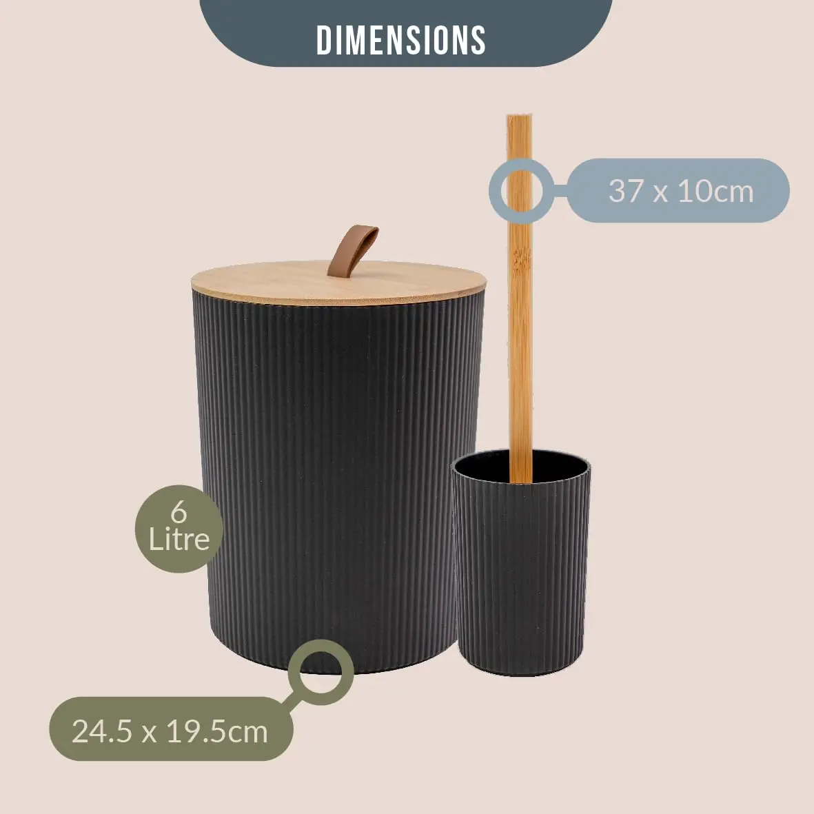 UNTIOR 6-Piece Bamboo Bathroom Accessory Set Lotion Bottles Toothbrush Holder Toothbrush Holder Soap Dish Toilet Brush Bin - Image 3