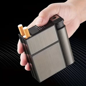 Long Cigarette Case Ultra Thin Flip Cover 20pcs Cigarettes For 100mm Storage Container Box Tobacco Case Smoking Tool-No lighter
